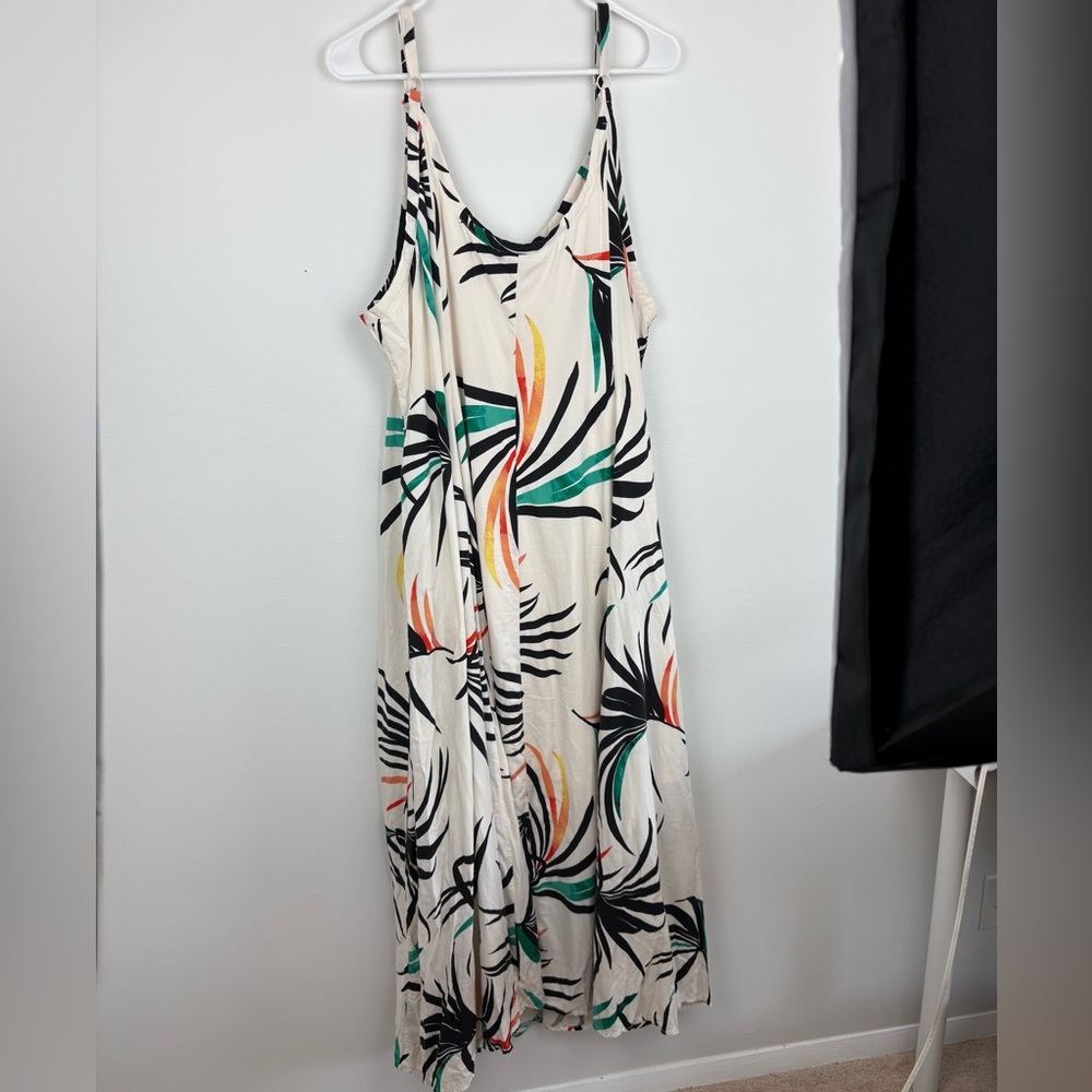 Torrid Maxi Challis Trapeze Dress Palm Leaves Dew EUC Size: 4 (26/4x) - Picture 5 of 12